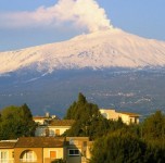 Italy, Sicily, Giardini Naxos, Mount Etna